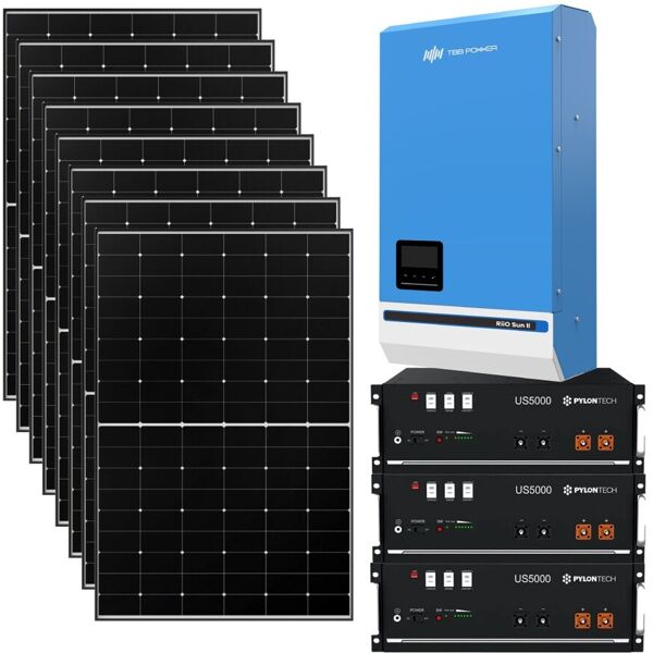 iorisparmioenergia selection kit fotovoltaico ibrido ad isola 8 kwp inverter tbb 8 kw 48v 2xmppt e 14,4kwh batterie litio lifepo4   kit3kwtbb