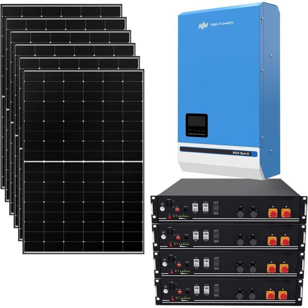 iorisparmioenergia selection kit fotovoltaico ibrido ad isola 6 kwp inverter tbb 6 kw 48v 2xmppt e 9,6kwh batterie litio lifepo4   kit6kwtbb