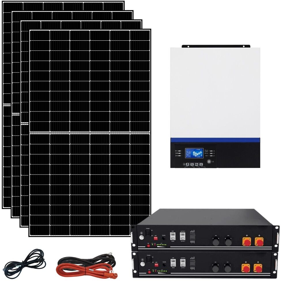 iorisparmioenergia selection kit fotovoltaico ibrido ad isola 3 kwp con inverter 5000w 48v mppt e batterie litio lifepo4   kit3kwlit