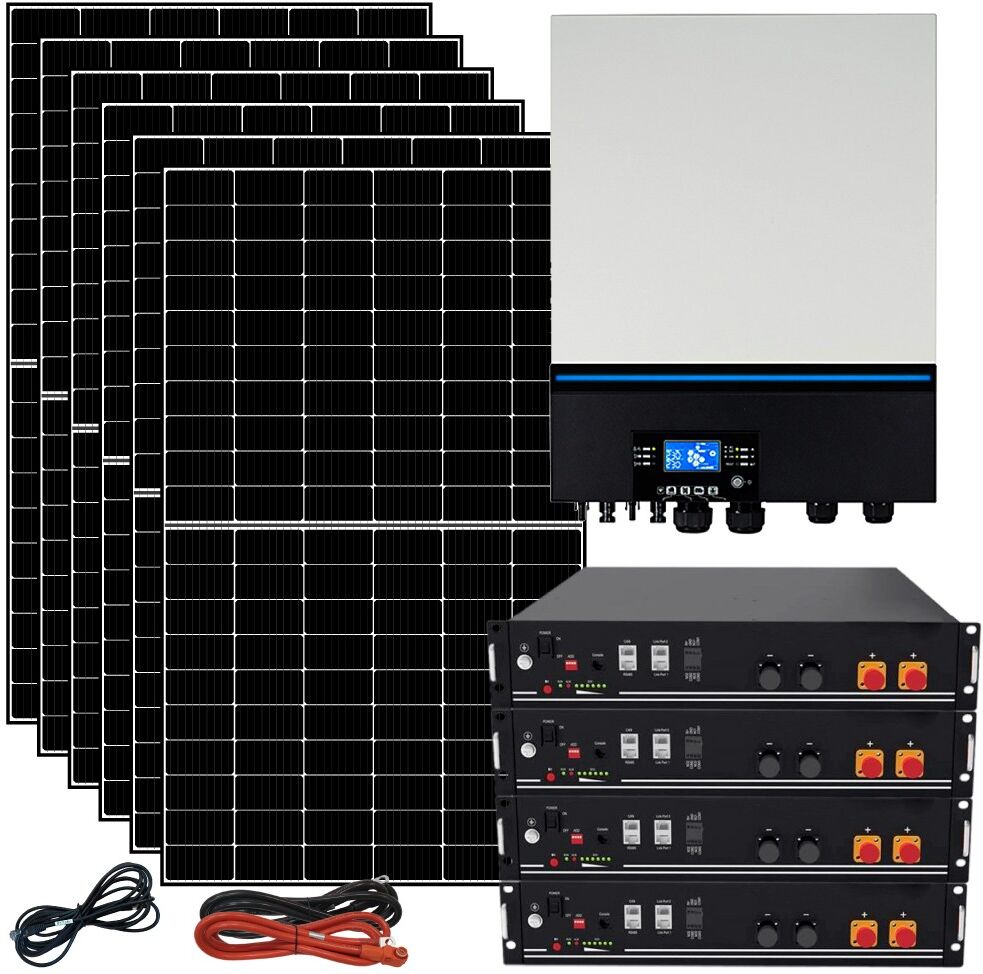 iorisparmioenergia selection kit fotovoltaico ibrido ad isola 6 kwp inverter 7200w 48v 2xmppt e 9,6kwh batterie litio lifepo4   kit6kwlit