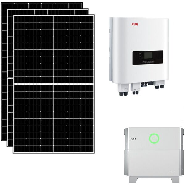 iorisparmioenergia selection kit fotovoltaico 3 kwp con accumulo 5 kwh con pannelli, inverter saj e batterie saj