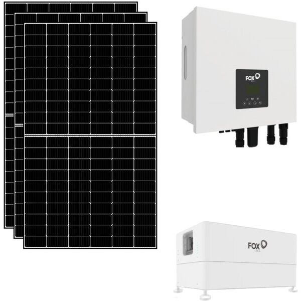 iorisparmioenergia selection kit fotovoltaico 3 kwp con accumulo 5,8 kwh con pannelli, inverter fox e batterie fox