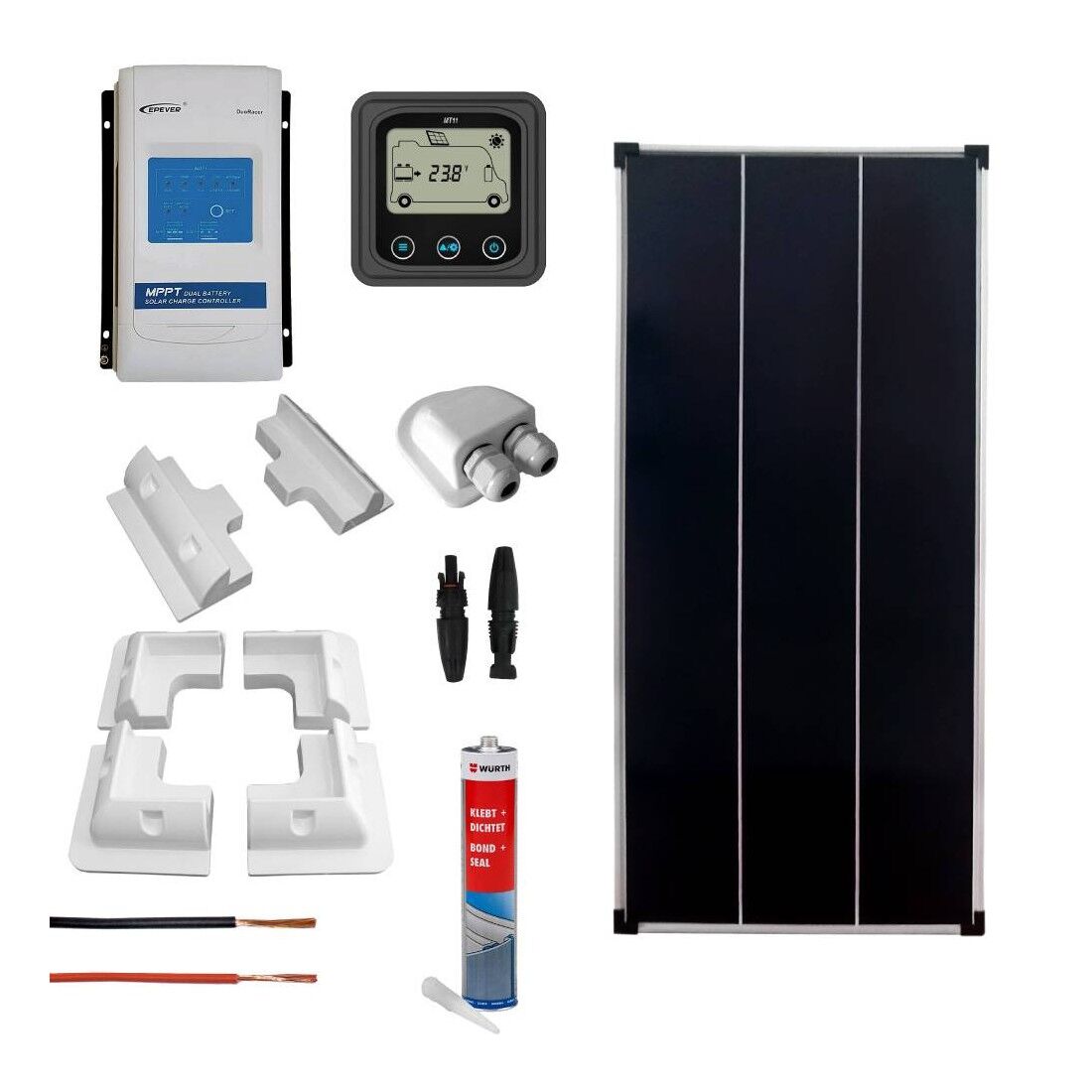 IoRisparmioEnergia Selection Kit fotovoltaico per camper con pannello 100Wp mono e regolatore MPPT CAMP100MPPT