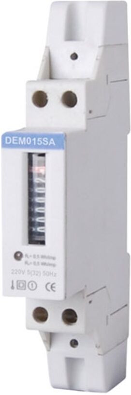 Contatore di Energia Kwh monofase a due cavi guida DIN con uscita impulsi Contatore di Energia Kwh monofase a due cavi guida DIN con uscita impulsi