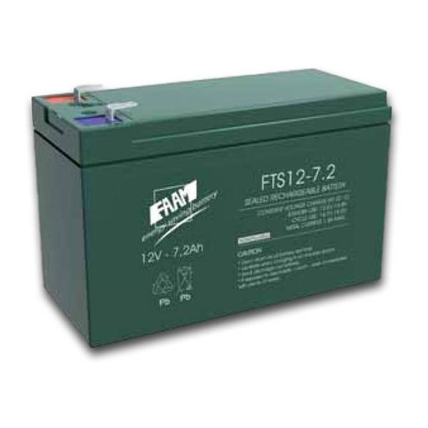 batteria agm piombo 7,2ah 12v ermetica piastra piana   1000 cicli   faam