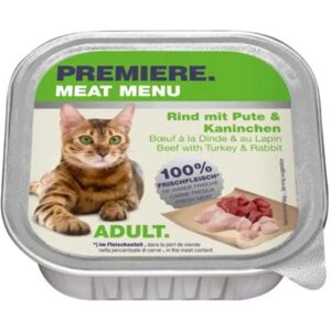 PREMIERE Meat Menu Cat Vaschetta Multipack 16x100G MANZO CON TACCHINO E CONIGLIO