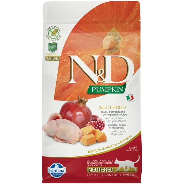 n&d pumpkin gatto neutered quaglia zucca melograno 1.5kg