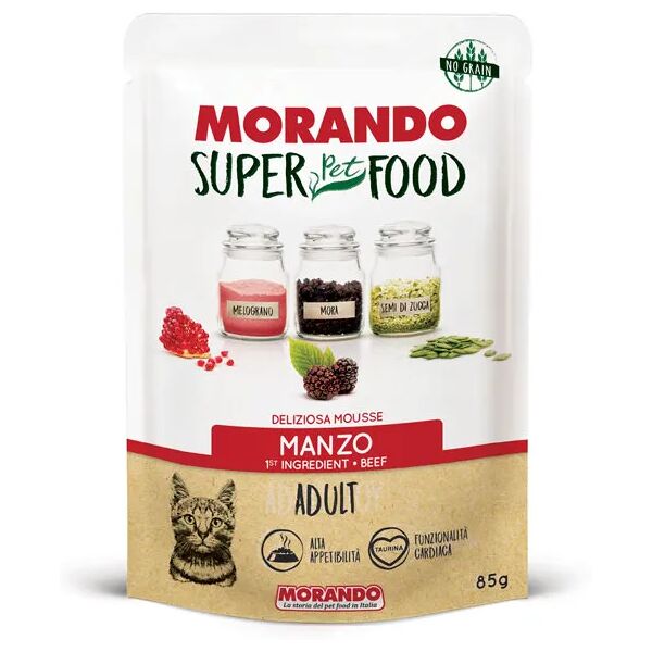 morando superpetfood cat busta multipack 24x85g manzo