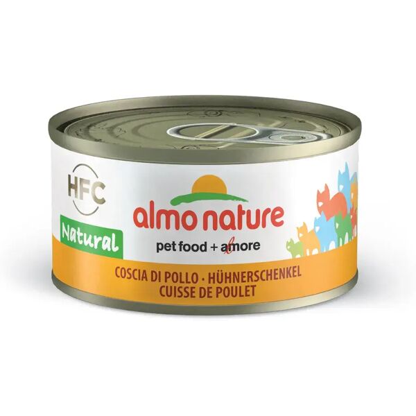 almo nature hfc natural cat lattina multipack 24x70g coscia di pollo