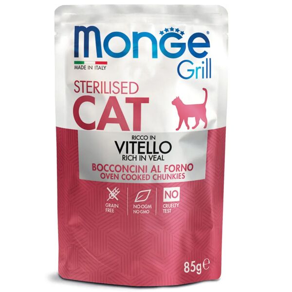 monge grill cat sterilised busta multipack 28x85g vitello