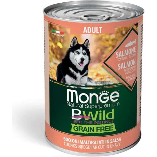 monge natural superpremium bwild dog lattina 400g salmone con zucca