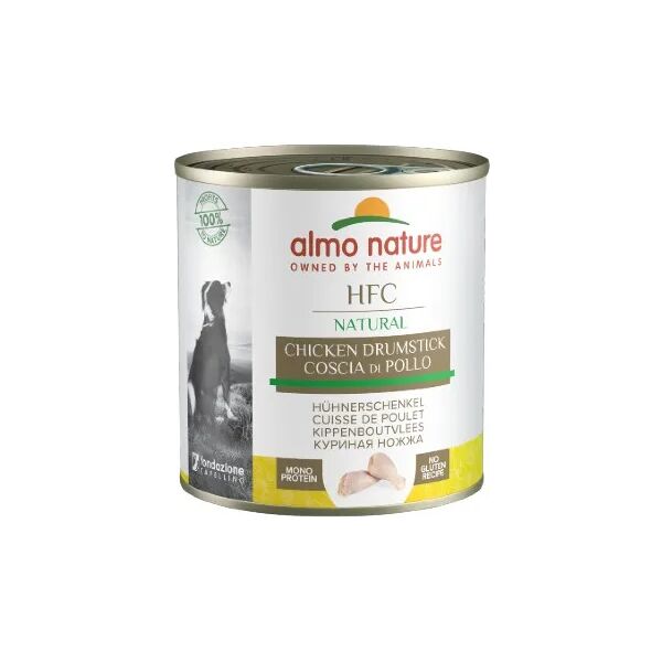 almo nature hfc natural dog sfilaccetti lattina multipack 12x280g coscia di pollo