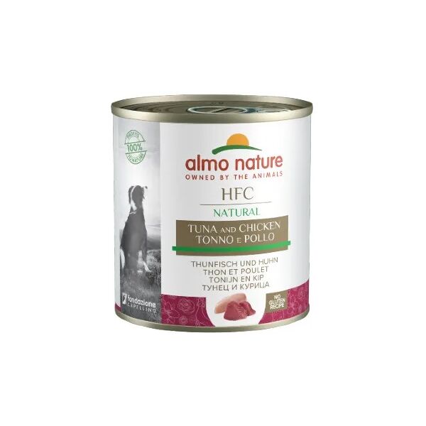 almo nature hfc natural dog lattina multipack 12x280g tonno e pollo