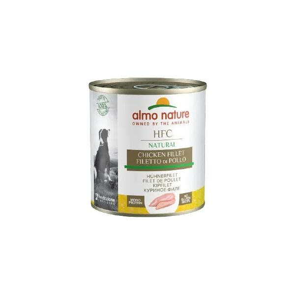 almo nature hfc natural dog sfilaccetti lattina multipack 12x280g filetto di pollo