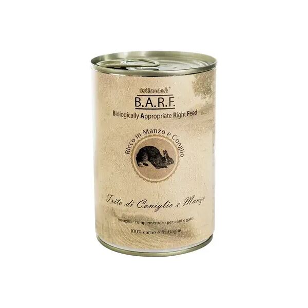 drclauders barf dr.clauder's b.a.r.f. dog lattina 400g coniglio e manzo