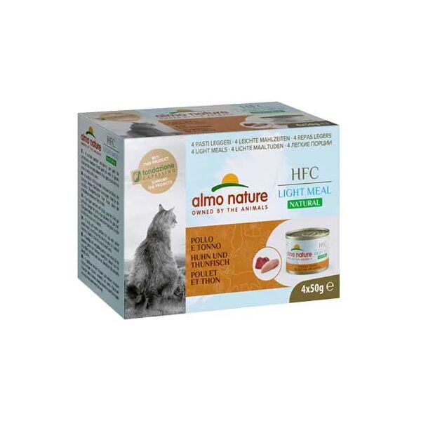 almo nature hfc light meal natural cat lattina multipack 4x50g pollo e tonno