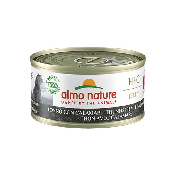 almo nature hfc jelly cat lattina multipack 24x70g tonno con calamari