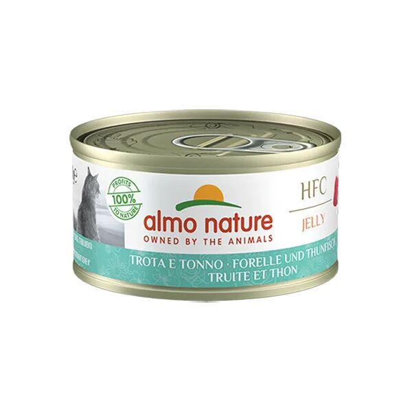 almo nature hfc jelly cat lattina multipack 24x70g trota e tonno