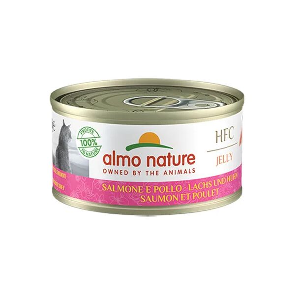 almo nature hfc jelly cat lattina multipack 24x70g salmone e pollo