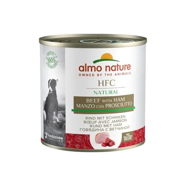 almo nature hfc natural dog sfilaccetti lattina multipack 12x290g manzo e prosciutto