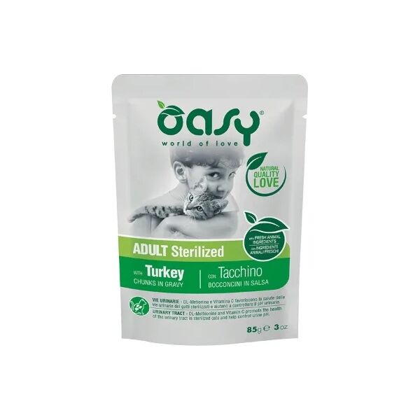 oasy cat sterilised busta multipack 12x85g tacchino