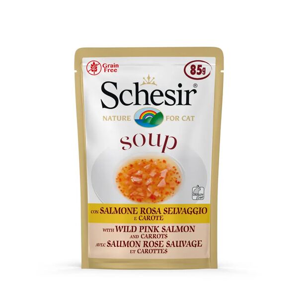 schesir cat soup busta multipack 20x85g salmone rosa e carote