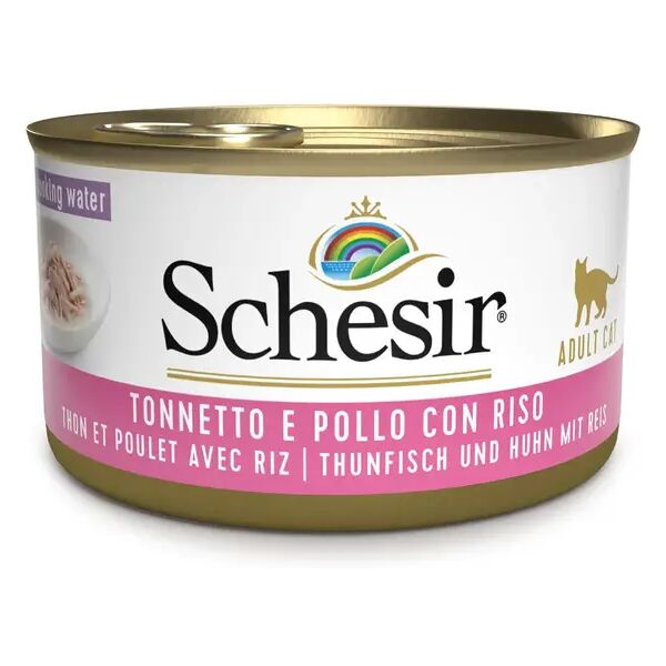 schesir cat lattina multipack 24x85g tonnetto e pollo con riso