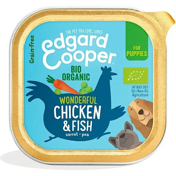 edgard cooper edgard & cooper bio organic puppy vaschetta multipack 17x100g pollo e pesce