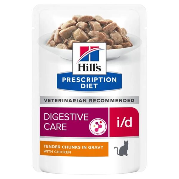 hills hill's prescription diet i/d digestive care alimento umido per gatti con pollo 85g