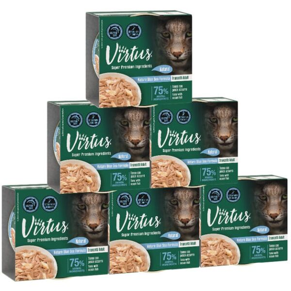 virtus natural cat lattina multipack 6x70g tonno con pesce azzurro