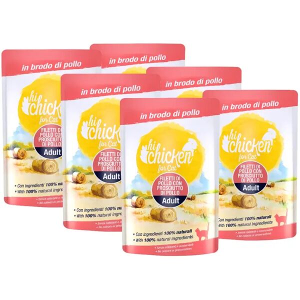 hi chicken cat busta multipack 6x70g pollo con prosciutto di pollo