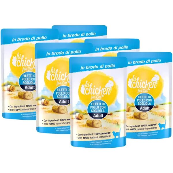 hi chicken cat busta multipack 6x70g pollo con sogliola