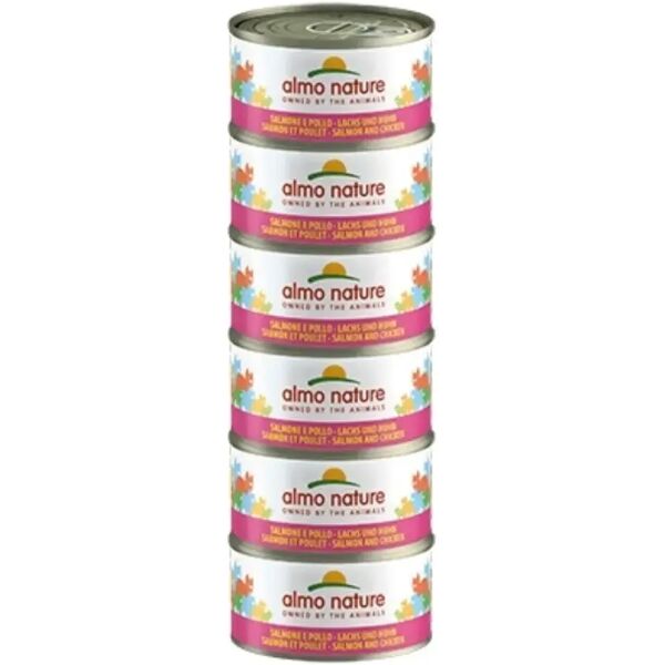 almo nature cat lattina multipack 6x70g salmone e pollo