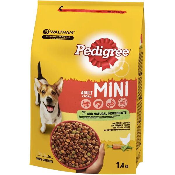 pedigree cibo secco cane mini adult pollo e verdure 1.4kg