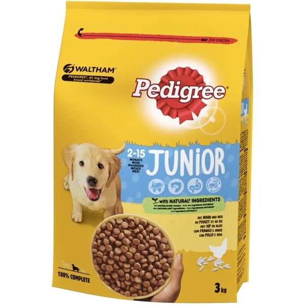 pedigree cibo secco cane junior pollo e riso 3kg