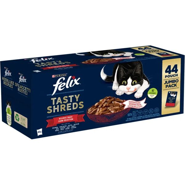 felix tasty shreds cat busta multipack 44x80g mix carne