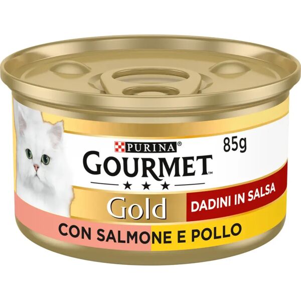 gourmet gold dadini in salsa con verdure cat lattina multipack 24x85g salmone e pollo