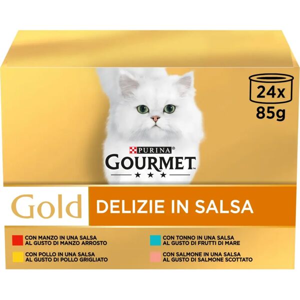 gourmet gold delizie in salsa cat lattina multipack 24x85g mix carne e pesce