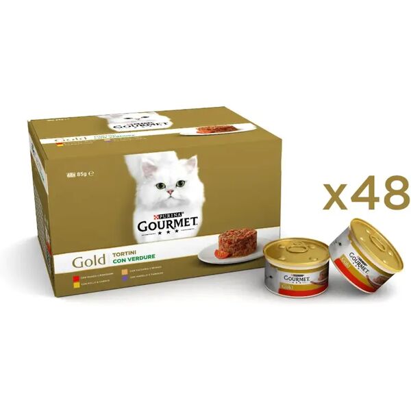 gourmet gold tortini con verdure cat lattina multipack 48x85g mix carne