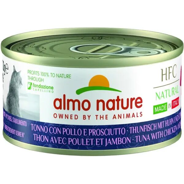 almo nature hfc natural cat lattina multipack 24x70g tonno con pollo e prosciutto