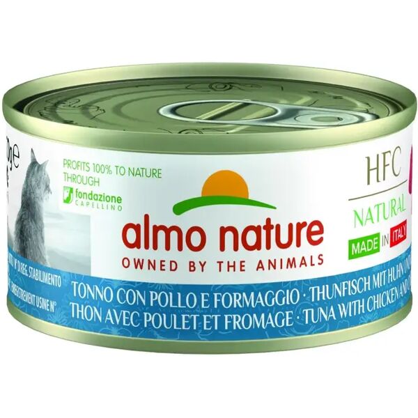 almo nature hfc natural cat lattina multipack 24x70g tonno con pollo e formaggio