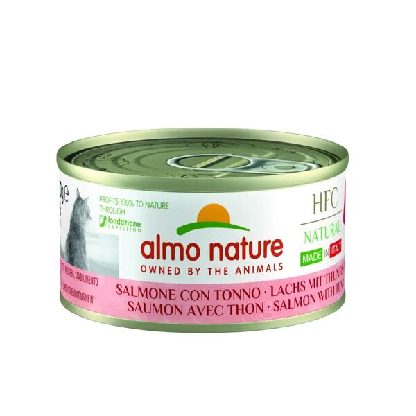 almo nature hfc natural cat lattina multipack 24x70g salmone con tonno