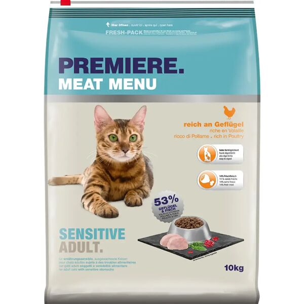 premiere meat menu sensitive per gatto adult con pollame 10kg