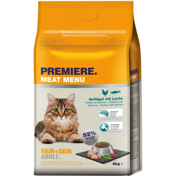 premiere meat menu hair & skin per gatto adult con pollame e salmone 4kg