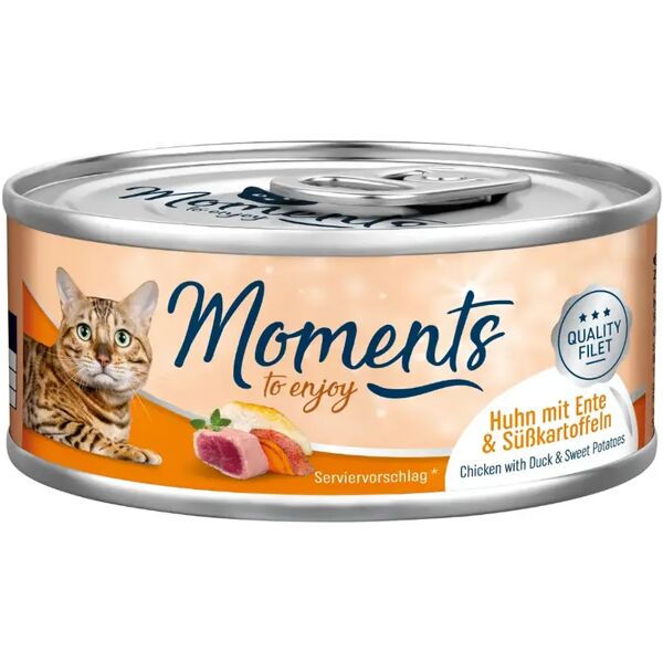 moments cat lattina multipack 12x70g pollo con anatra e patate dolci