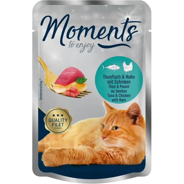 moments cat busta multipack 12x70g tonno e pollo con prosciutto