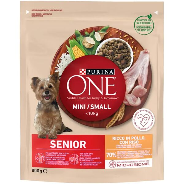 purina one cane senior mini pollo e riso 800g