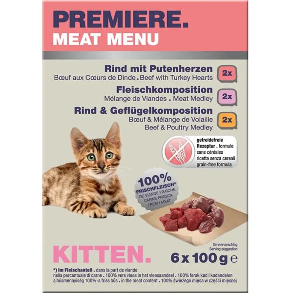 premiere meat menu kitten vaschetta multipack 6x100g mix carne