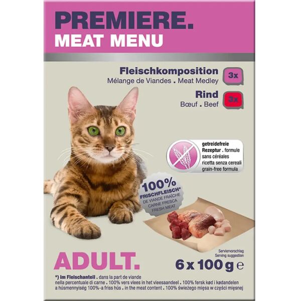 premiere meat menu cat vaschetta multipack 6x100g mix carne