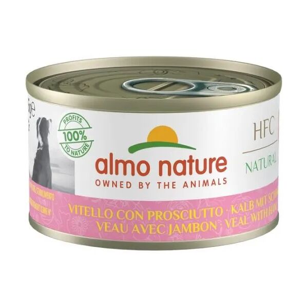 almo nature hfc natural dog lattina multipack 24x95g vitello e prosciutto